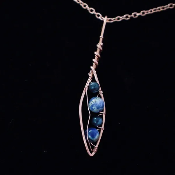 Willow Leaf - Sodalite - Copper Necklace