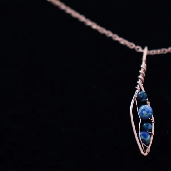 Willow Leaf - Sodalite - Copper Necklace