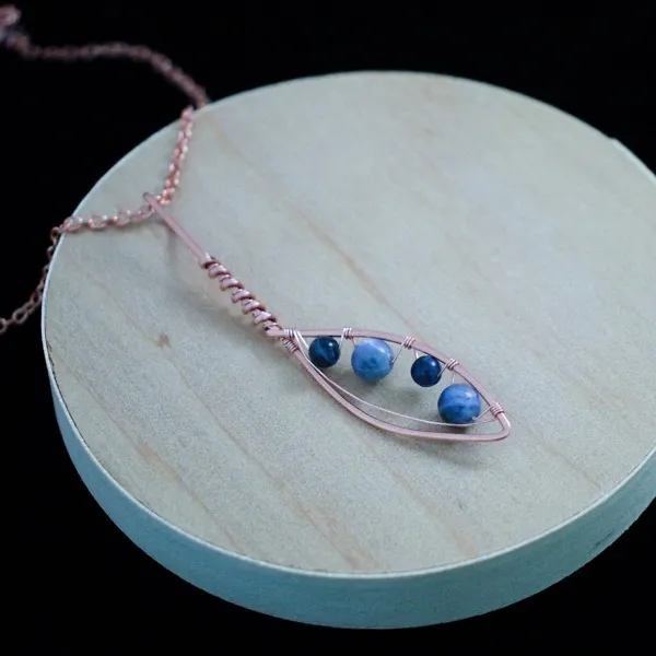 Willow Leaf - Sodalite - Copper Necklace