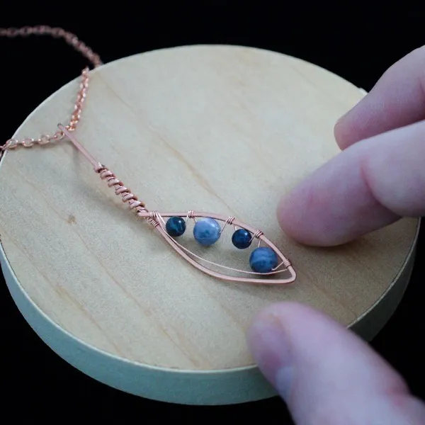 Willow Leaf - Sodalite - Copper Necklace