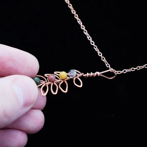 Willow Leaflet - Mixed Rutilated Quartz - Copper Necklace