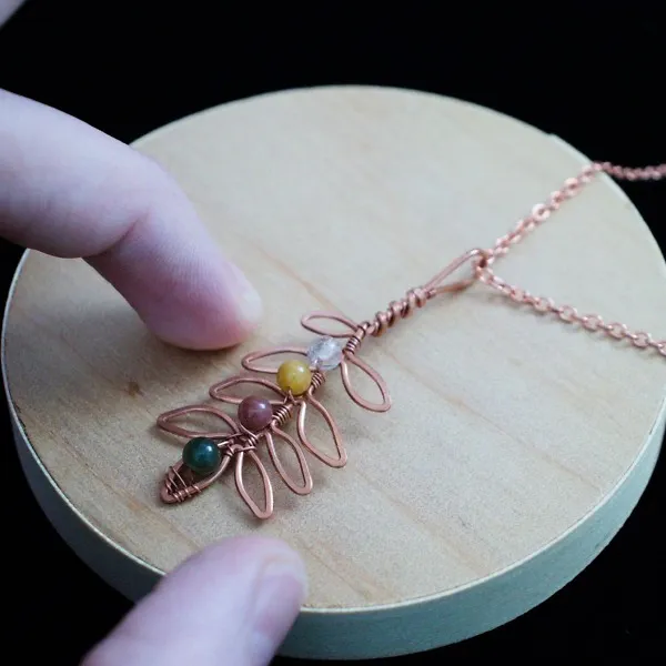 Willow Leaflet - Mixed Rutilated Quartz - Copper Necklace