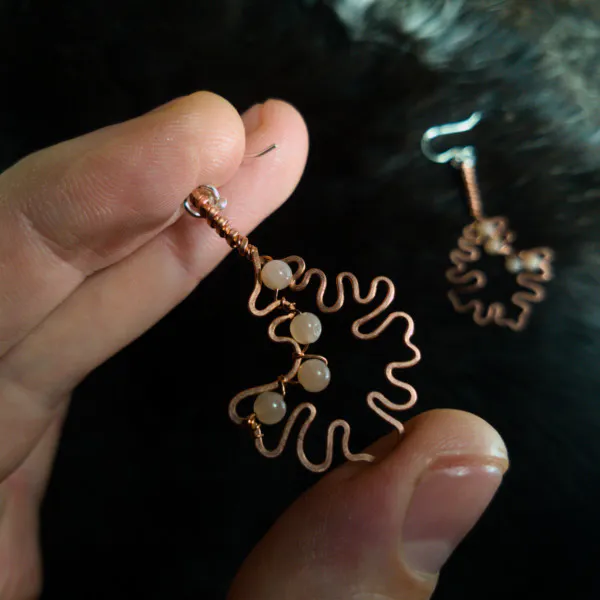 Bur Oak Leaf Copper Earrings