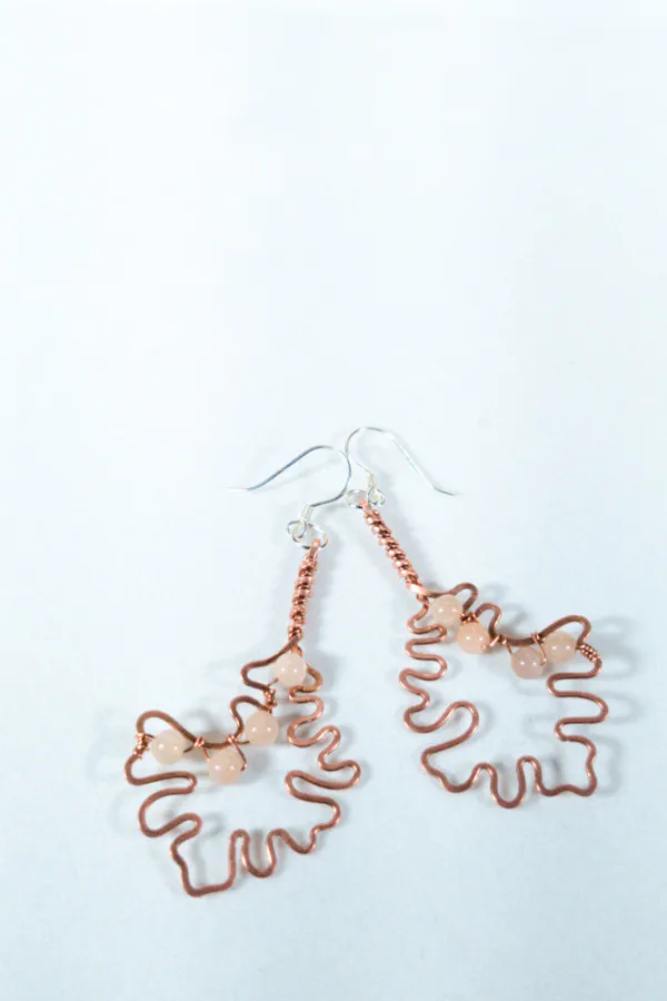 Bur Oak Leaf Copper Earrings