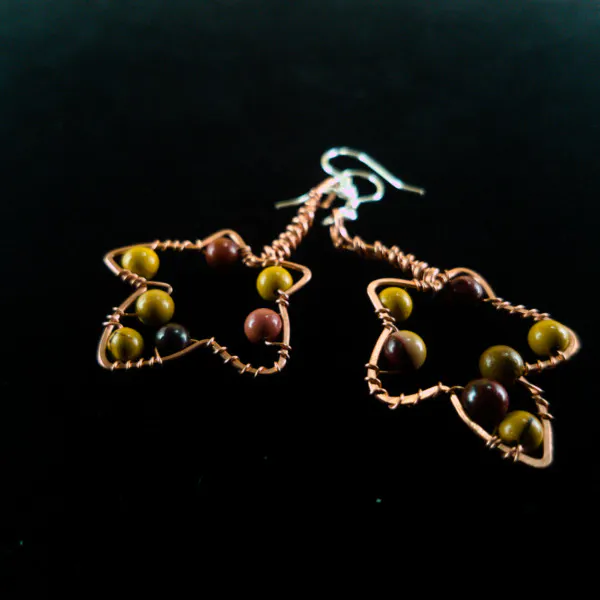 English Ivy Leaf Copper Earrings