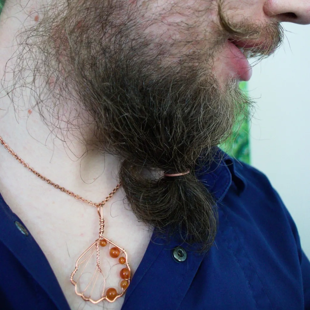 European Alder Leaf - Carnelian - Copper Necklace