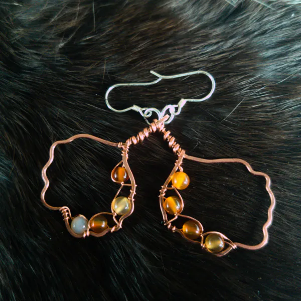 European Alder Leaf Copper Earrings