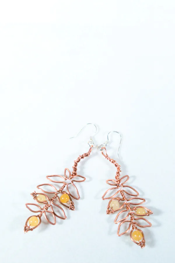 European Ash Leaflet Copper Earrings