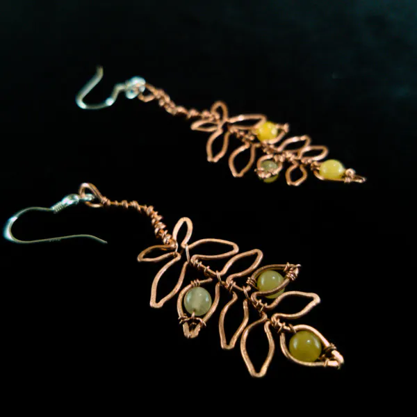 European Ash Leaflet Copper Earrings