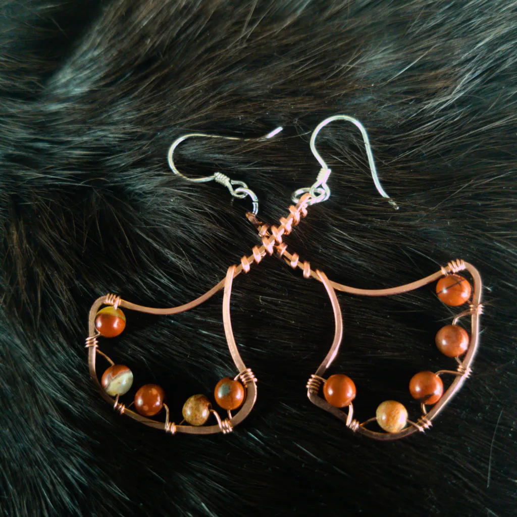Ginkgo Leaf Copper Earrings