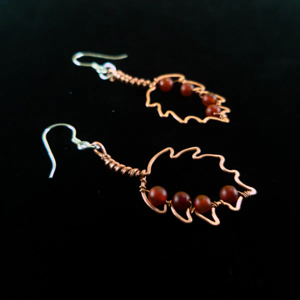 Hazel Leaf Copper Earrings