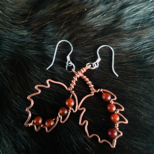 Hazel Leaf Copper Earrings