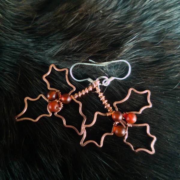 Holly Leaf Copper Earrings