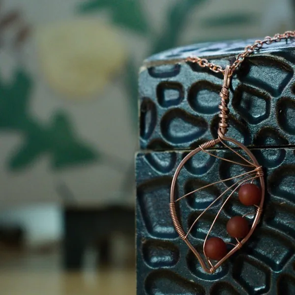 Apple Leaf - Carnelian - Copper Necklace