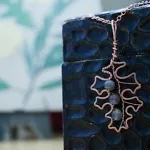 Red Oak Leaf - Botswana Agate - Copper Necklace