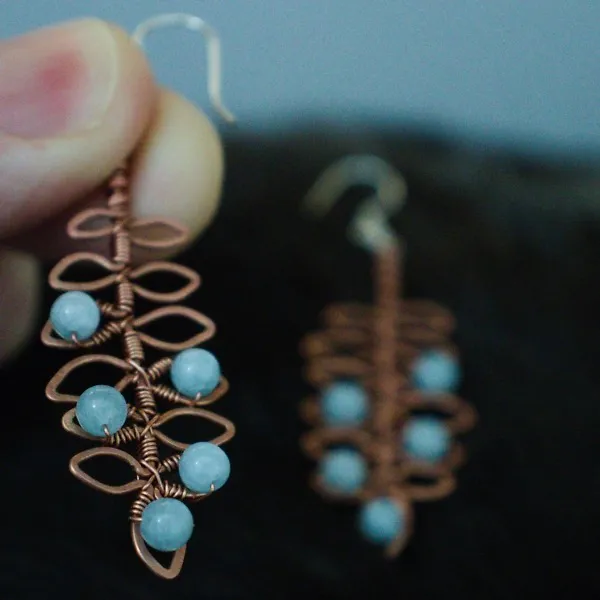 Rowan Leaflet Copper Earrings