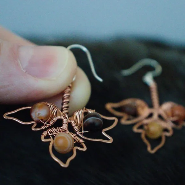 Poison Ivy Leaflet Copper Earrings