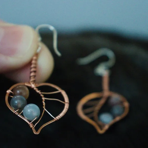 Paper Birch Leaf Copper Earrings