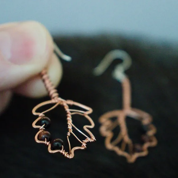 Hazel Leaf Copper Earrings