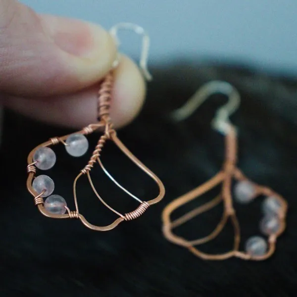 European Alder Leaf Copper Earrings