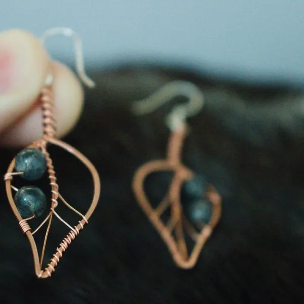 Blackthorn Leaf Copper Earrings