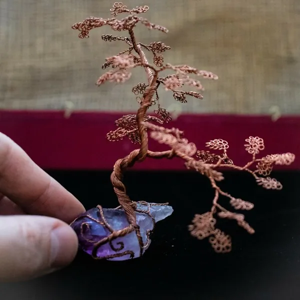 Leaning Copper Bonsai on Amethyst