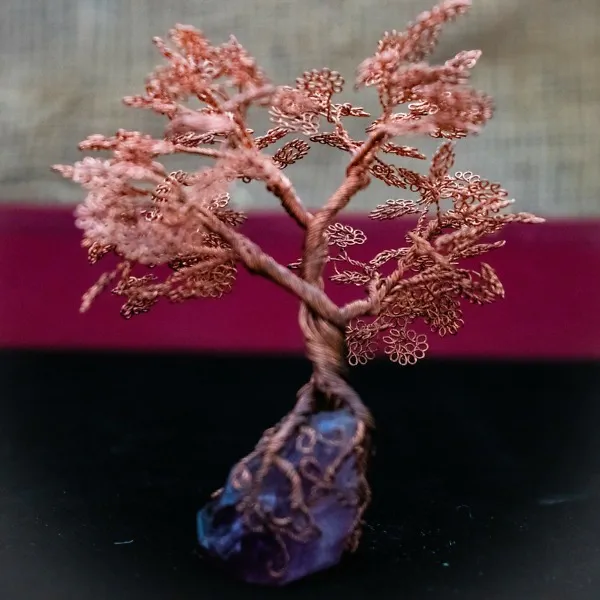 Reaching Copper Bonsai on Amethyst