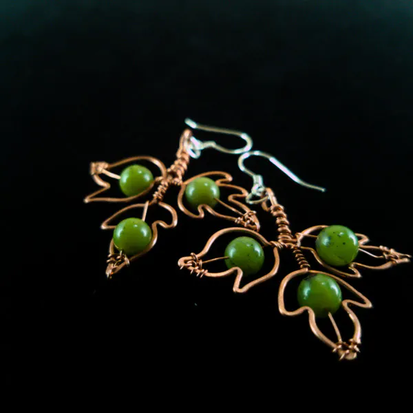 Poison Ivy Leaflet Copper Earrings