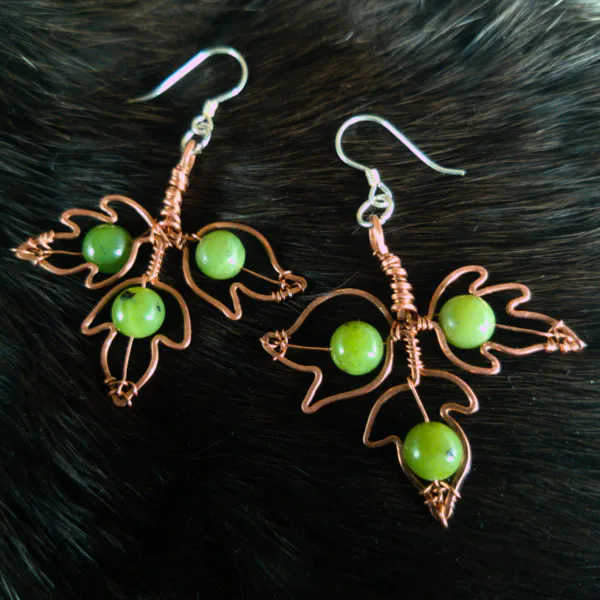 Poison Ivy Leaflet Copper Earrings