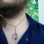 White Oak Leaf - African Turquoise - Copper Necklace