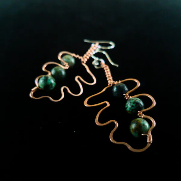 White Oak Leaf Copper Earrings