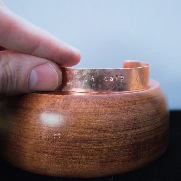 Oh Carp - Custom Stamped Copper Bracelet