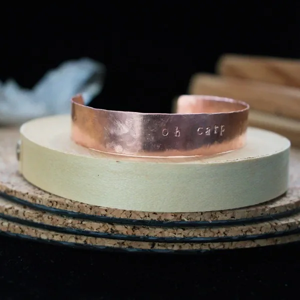 Oh Carp - Custom Stamped Copper Bracelet