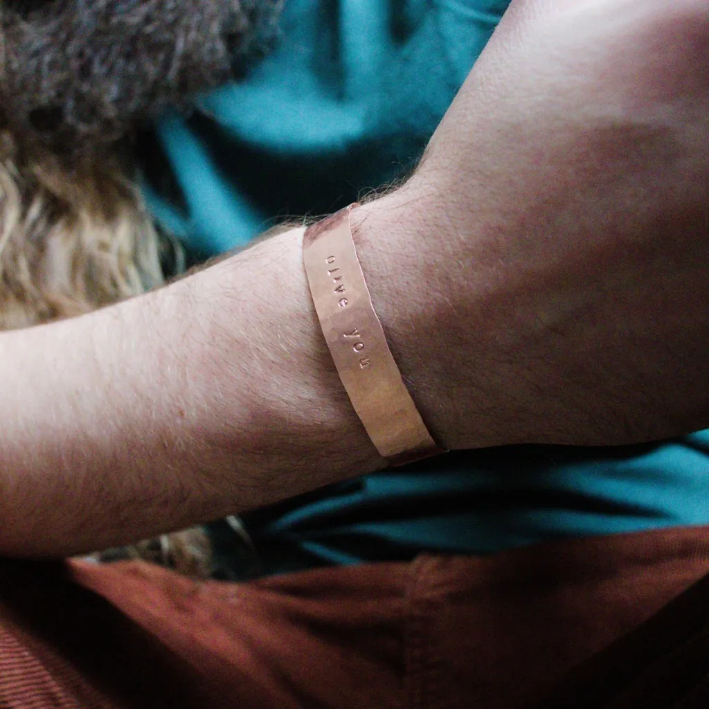 Olive You - Custom Stamped Copper Bracelet