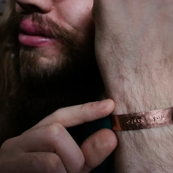 Olive You - Custom Stamped Copper Bracelet