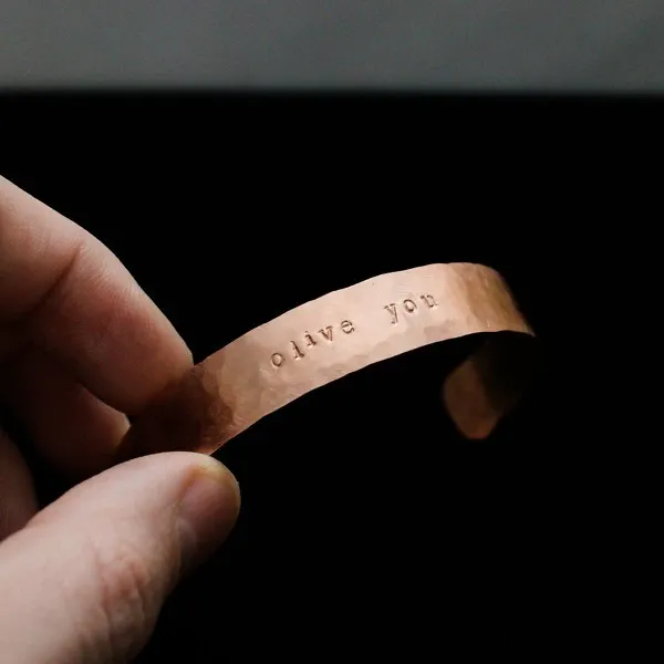 Olive You - Custom Stamped Copper Bracelet