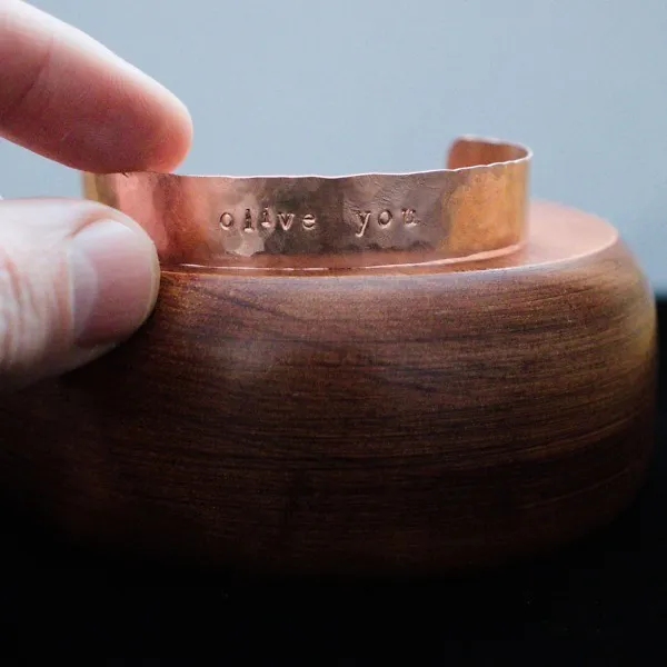 Olive You - Custom Stamped Copper Bracelet