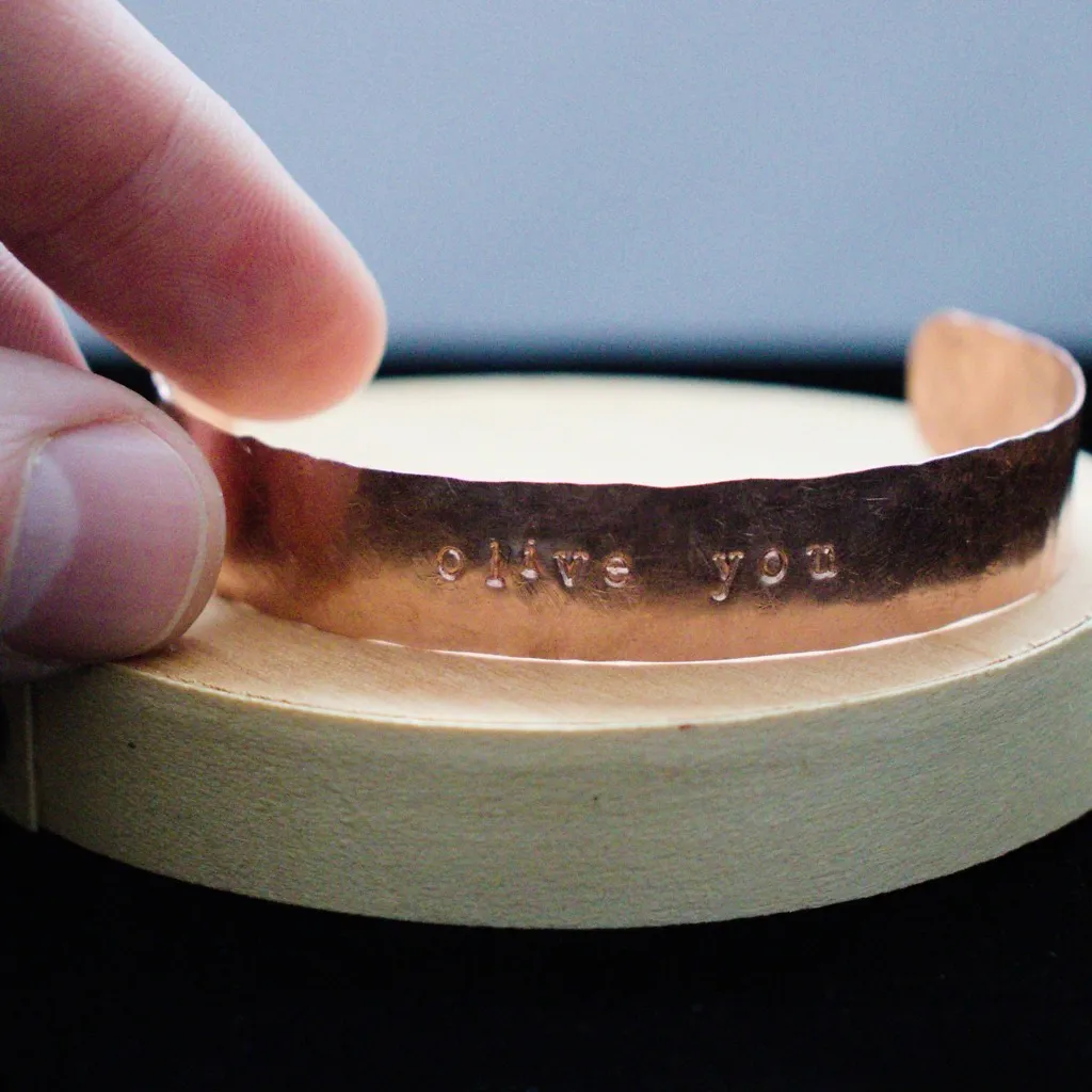 Olive You - Custom Stamped Copper Bracelet