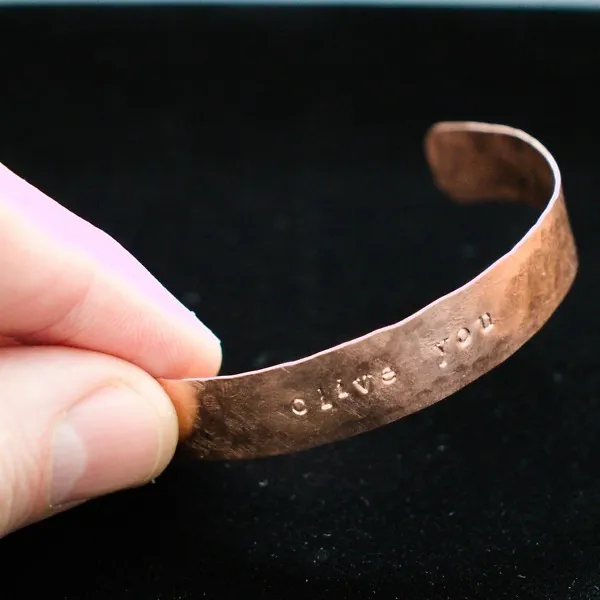 Olive You - Custom Stamped Copper Bracelet