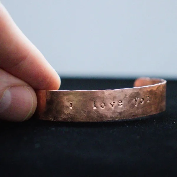 I Love You - Custom Stamped Copper Bracelet