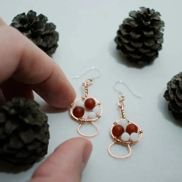 Amanita muscaria Mushroom - Copper Earrings