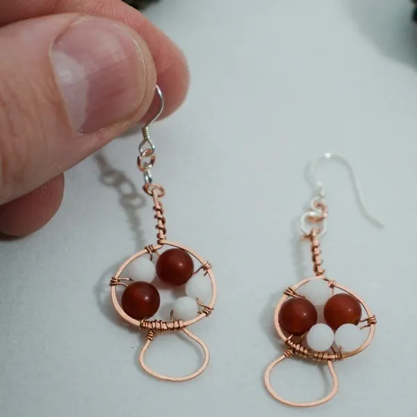 Amanita muscaria Mushroom - Copper Earrings