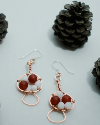 Amanita muscaria Mushroom - Copper Earrings