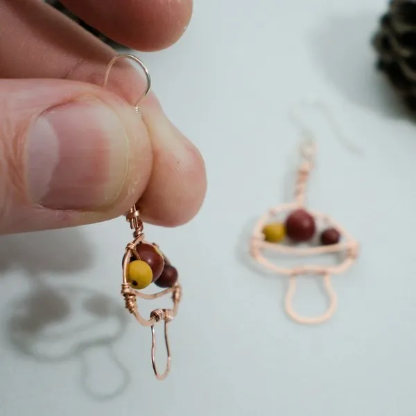 King Bolete Mushroom - Copper Earrings, Capped