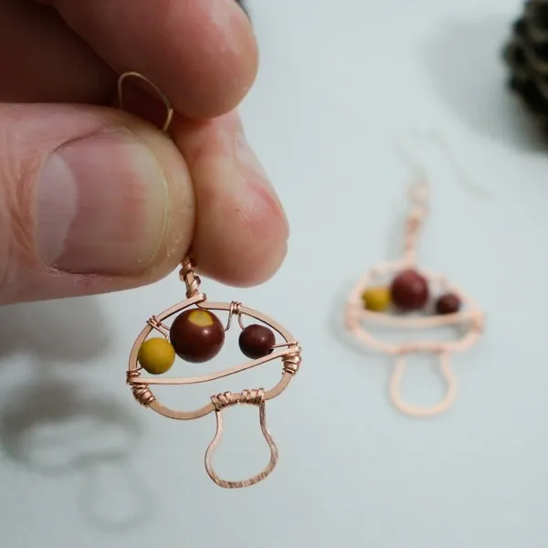 King Bolete Mushroom - Copper Earrings, Capped