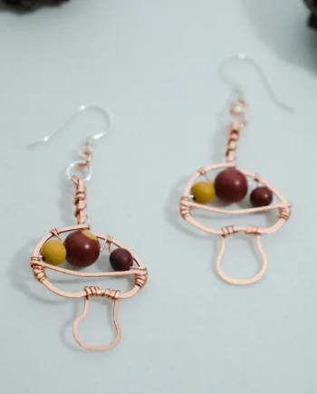 King Bolete Mushroom - Copper Earrings, Capped