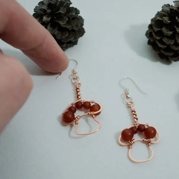 King Bolete Mushroom - Copper Earrings, Rounded