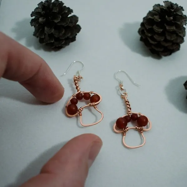 King Bolete Mushroom - Copper Earrings, Rounded