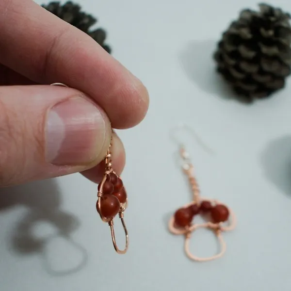 King Bolete Mushroom - Copper Earrings, Rounded