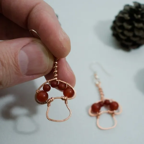 King Bolete Mushroom - Copper Earrings, Rounded